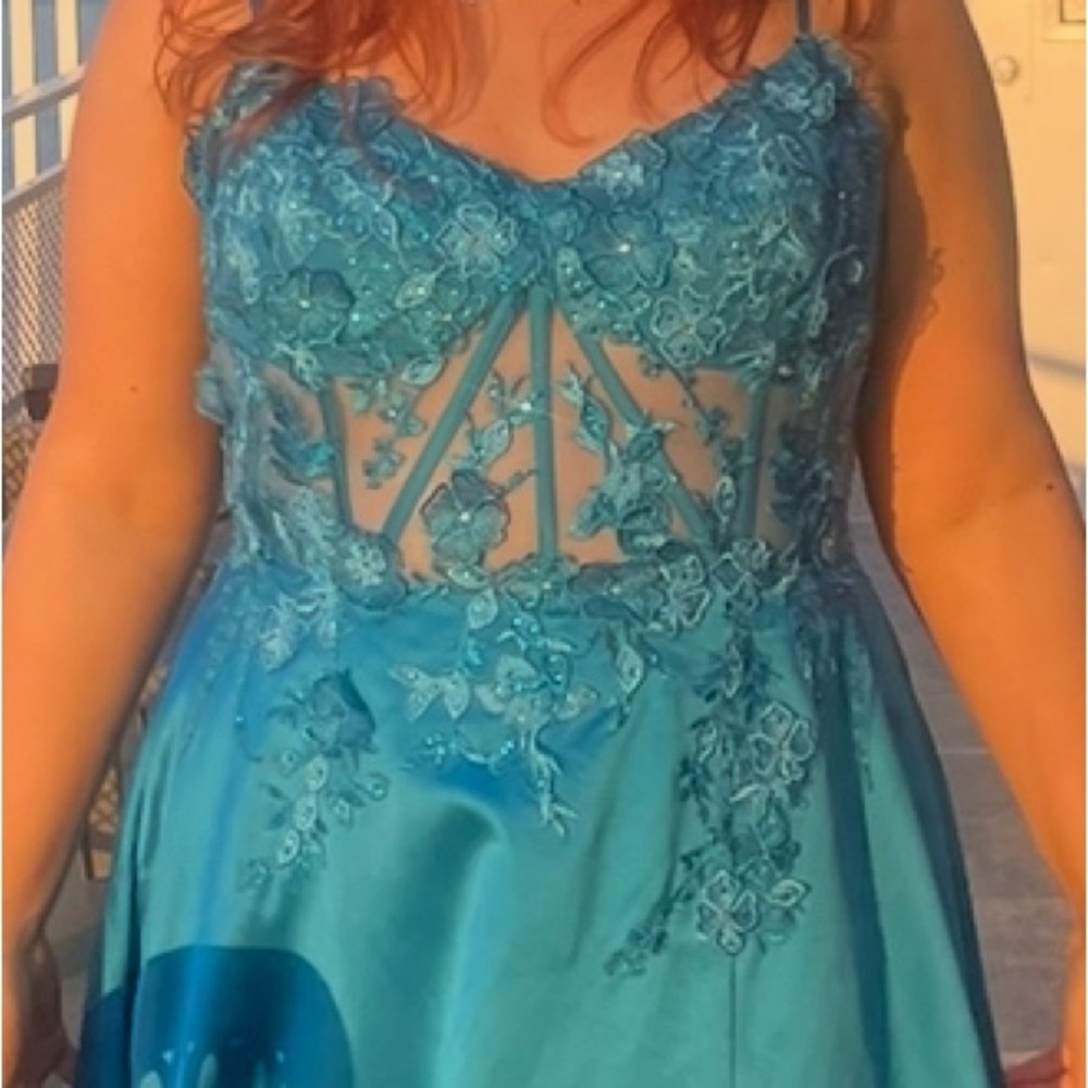 Elegant Teal Dress with Embellishments